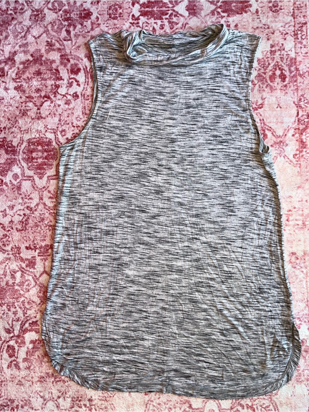 LOFT Gray Heathered Sleeveless Mock-Neck Tank